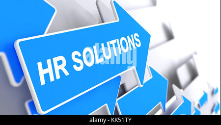 Hr Solutions - Text auf der blaue Zeiger. 3d. Stockfoto