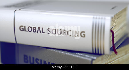 Global Sourcing. Buch Titel auf dem Buchrücken. 3d. Stockfoto