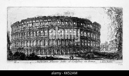 Amphitheater Flavio nannte das Kolosseum in Rom, Italien, 1749. Aus der New York Public Library. Stockfoto