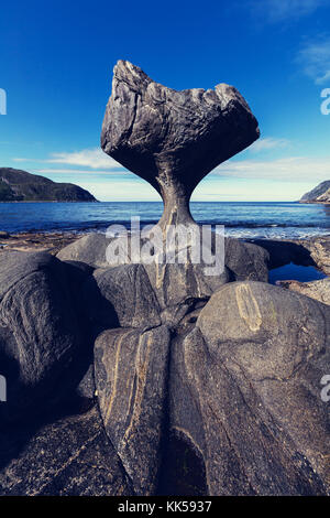 Ungewöhnliche Stein in Norwegen Stockfoto