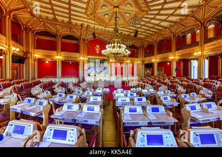 Oslo, Norwegen - 27. Februar 2016: Innenraum des Storting Gebäude (norwegisch: stortingsbygningen) ist der Sitz des Storting, dem Parlament der norw Stockfoto