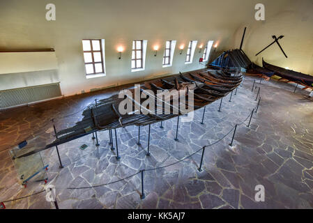 Oslo, Norwegen - 27 2016 Februar: Viking drakkar im Wikinger Museum in Oslo, Norwegen. Stockfoto