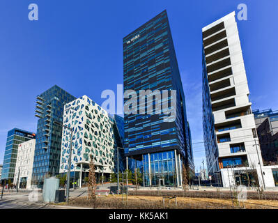 Oslo, Norwegen - 28. Februar 2016: Moderne Architektur im Zentrum von Oslo, Norwegen. Stockfoto