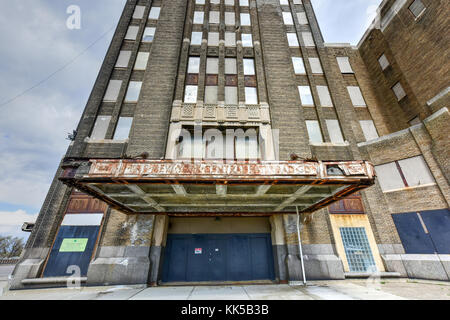 Buffalo Central Terminal ist ein ehemaliger Bahnhof in Buffalo, New York. Das 17-stöckige Art déco-Stil der Station aktiv war von 1929 bis 1979. Stockfoto