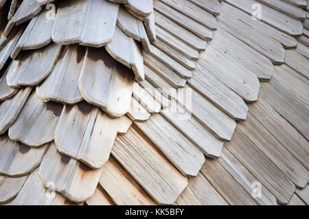 Nahaufnahme der Detail- und Textur des verblichenen Holzplatten Stockfoto