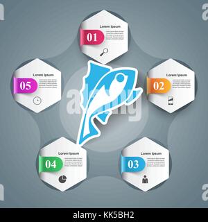 Fisch business paper Infografik Stock Vektor