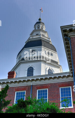 Maryland State Capital Building in Annapolis, Maryland, im Sommer am Nachmittag ist das älteste State Capitol in kontinuierlichen legislative verwenden, dating bis 17. Stockfoto