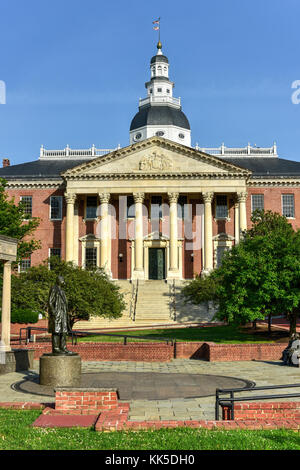 Maryland State Capital Building in Annapolis, Maryland, im Sommer am Nachmittag ist das älteste State Capitol in kontinuierlichen legislative verwenden, dating bis 17. Stockfoto