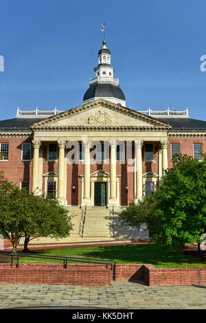 Maryland State Capital Building in Annapolis, Maryland, im Sommer am Nachmittag ist das älteste State Capitol in kontinuierlichen legislative verwenden, dating bis 17. Stockfoto