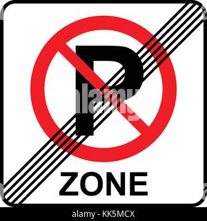 Kein Parkplatz Zone end Zeichen, Vector Illustration. Stock Vektor