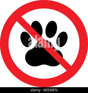 Keine Haustiere erlaubt, Haustiere verboten Schild mit paw Symbol, Vector Illustration. Stock Vektor