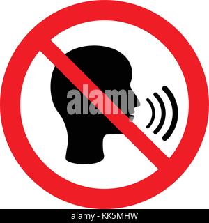 Kein sprechen, kein Gespräch, Verbot mit Menschen sprechen, Symbol, Vector Illustration. Stock Vektor