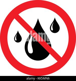 Kein Wasser, keine wasserdichte Warnschild, Vector Illustration. Stock Vektor