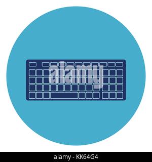 Computer Symbol Tastatur web-Taste auf runden blauen Hintergrund Stock Vektor