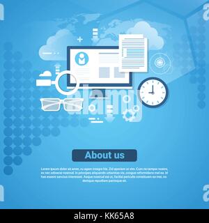 Über uns Kontakt informationen Vorlage Web Banner mit Kopie Raum Stock Vektor