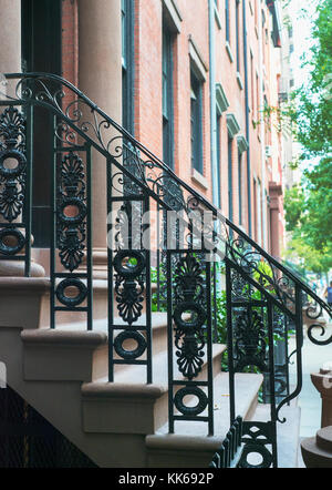 Ein sandsteinhaus in NYC. Stockfoto