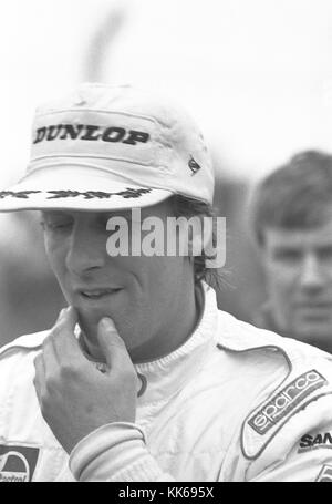 Frank Biela auf dem Podium, 1996 British Touring Car Championship runde Öffnung, Donington Park 8. April. Stockfoto