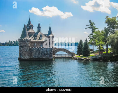 Überblick über Boldt Castle, St Lawrence River, USA - Kanada Rand Stockfoto