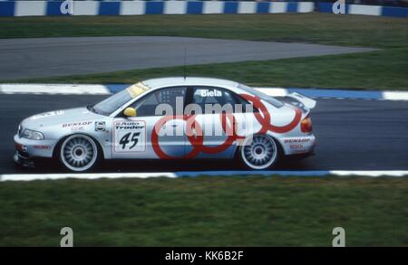 Frank biels, Audi A4 quattro, 1996 British Touring Car Championship runde Öffnung, Donington Park 8. April. Stockfoto