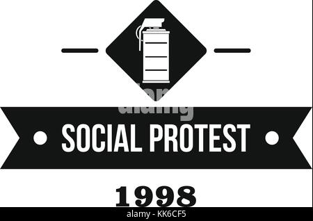 Demonstrant gas Granate logo, einfachen schwarzen Stil Stock Vektor
