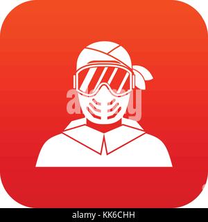 Paintball Spieler durch das Tragen von schützender Maske Symbol digital Rot Stock Vektor