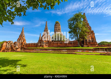 Ausblick auf Wat Chai wattanaram in Ayutthaya thailand Stockfoto