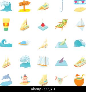 Seefahrt Symbole, Cartoon Stil Stock Vektor