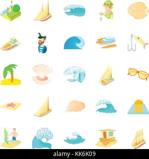 Seasearch Symbole, Cartoon Stil Stock Vektor