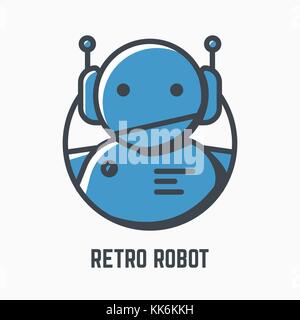 Retro Roboter logo Stock Vektor