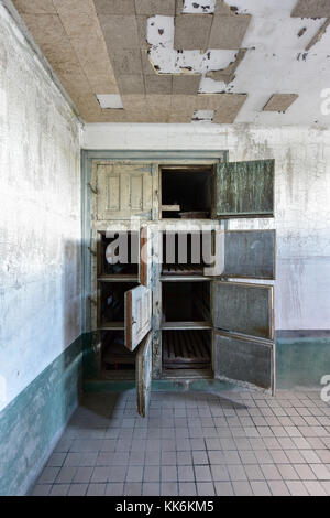 Die verlassenen Ellis Island immigrant Krankenhaus. Es wurde in den Vereinigten Staaten erste öffentliche Gesundheit Krankenhaus, das 1902 eröffnet und als Krankenhaus, bis Stockfoto