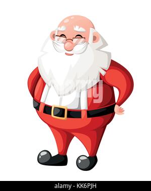 Lächelnd cartoon weihnachten santa claus Charakter ohne Hut Hut Urlaub Charakter Vector Illustration auf weißem Hintergrund Web site Seite und m isoliert Stock Vektor