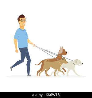 Freiwillige hilft Hunden zu gehen - cartoon Menschen Zeichen isoliert Abbildung Stock Vektor