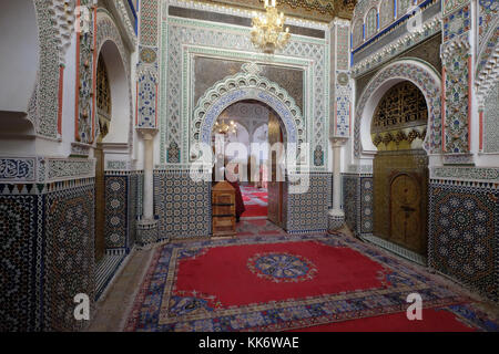 Heiligtum von Zaouia Moulay Idriss II in Fes el Bali Old Fes in der Hauptstadt Fez Marokko Stockfoto