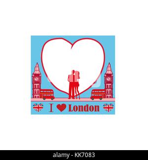Romantisches Paar in London Karte Stock Vektor