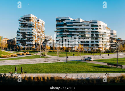 Mailand, Italien - 27.November 2017: citylife neuer Stadtteil in Mailand mit modernen und luxuriösen Residencial und Firmengebäude. Hadid residences Residences Stockfoto