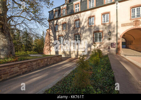 - Mont Sainte Odile Abbey, auch als hohenburg Abtei bekannt, Mont Sainte-odile, in deutscher Sprache Odilienberg, Peak in den Vogesen, Elsass, Frankreich Stockfoto