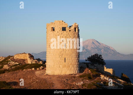 Der Turm von Drakonon, erbaut 400 v. Chr., Ikaria, Griechenland Stockfoto