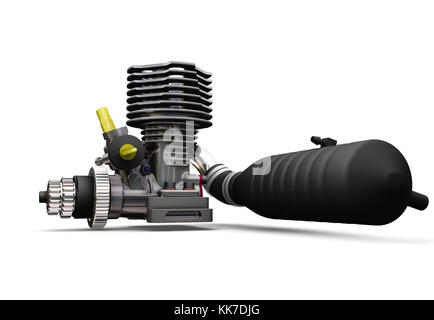 3D Rendering eines Pkw-Motors Stockfoto