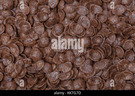 Schokolade, Chips, Flocken Makro Detail Hintergrund. Stockfoto