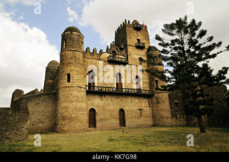 Das Schloss von Kaiser Fasilides, Fasil Ghebbi, Gondar, Äthiopien Stockfoto