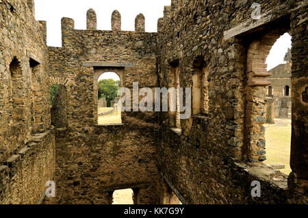 Die Kanzlei von Tzadich Yohannes, Fasil Ghebbi, Gondar, Äthiopien Stockfoto