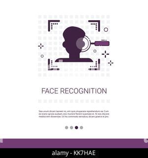 Gesicht scannen biometrischer Identifikation Konzept Web Banner mit Kopie Raum Stock Vektor