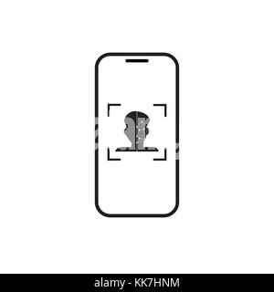 Smart phone Gesicht Scanning System zur Erkennung der biometrischen Identifikation Konzept Stock Vektor