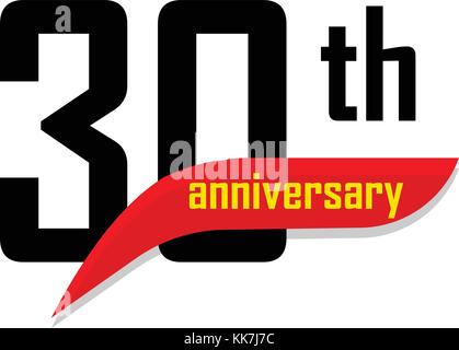 Jahrestag Zeichen gesetzt, schwarze Zahlen mit roten abstrakte arc Ribbon, Geburtstag Vector Logo, business Feier. Stock Vektor