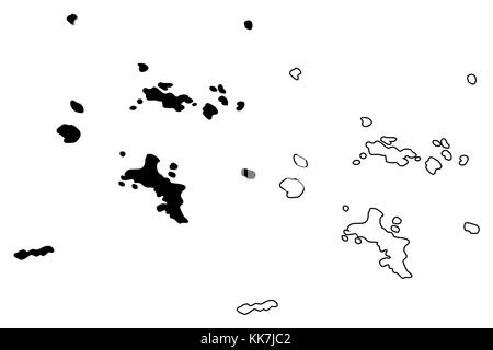 Seychellen Inseln Karte Vektor-illustration, kritzeln Skizze Republik Seychellen Stock Vektor