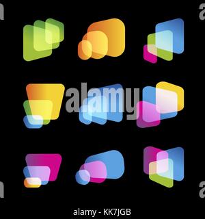Digitaler Bildschirm des mobilen Geräts, helle Vektor Logo. Multitasking Systemen, große Datenbanken, abstrakte Formen, logo Vorlage. Cinema Display icons Collection, abstrakte stilisierte Formen. Stock Vektor