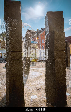 Brunnen in europian Stadt Füssen Bayern Deutschland Stockfoto