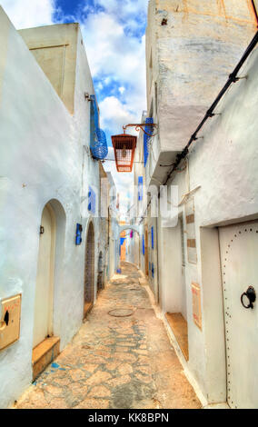 Traditionelle Häuser in der Medina von Hammamet, Tunesien Stockfoto