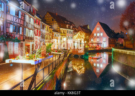 Weihnachten Little Venice in Colmar, Elsass, Frankreich Stockfoto