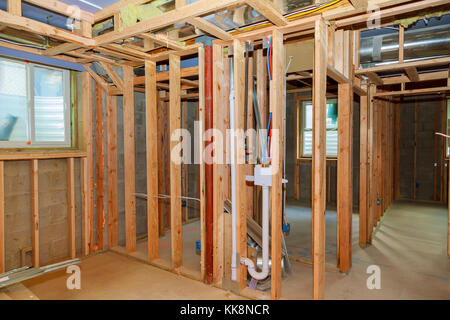 Unbehandeltes Holz Rahmen bauen oder ein Haus im Bau Stockfoto